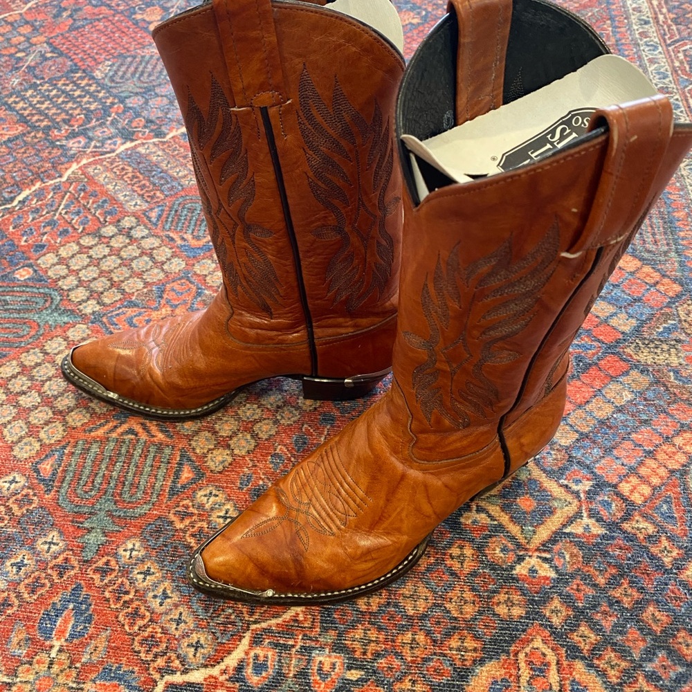 Dan Post Tony Lama Brown Heeled Boots - Picture 2 of 12